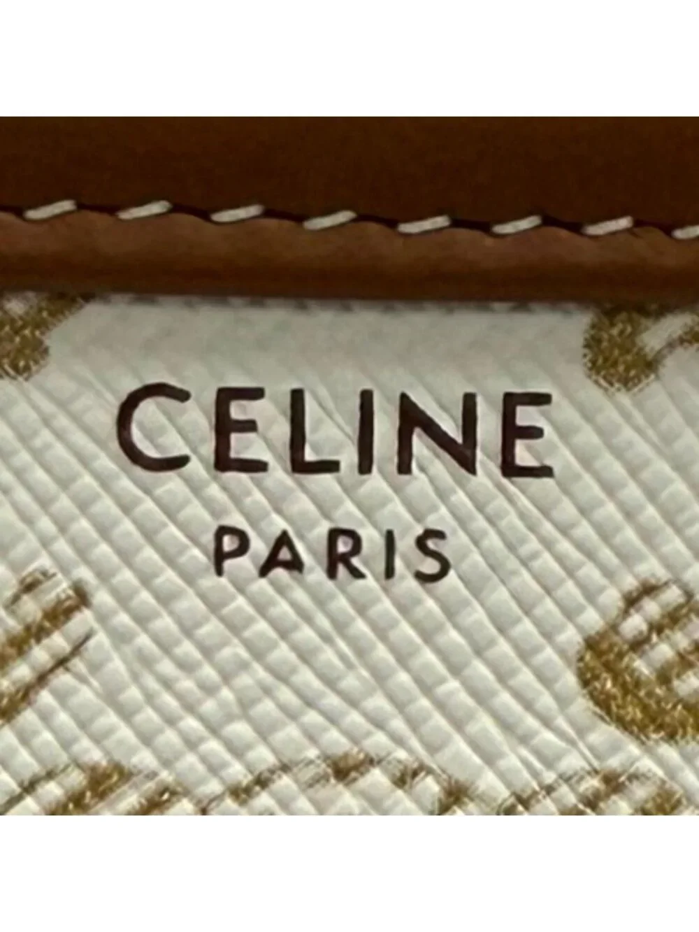 Celine Triomphe Canvas Logo Chain Clutch Shoulder Bag Off White Brown